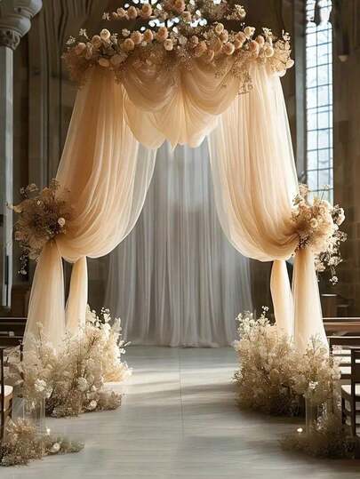Romantic Chiffon Gauze Veil Arch Curtains For Outdoor Wedding, Wedding, Bridal Giveaway And Party Decorations Best Gifts, Wedding Decorations, Home Decorations, Room Decorations Party Favors Bride