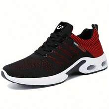 Men's Lightweight Athletic Shoes: Breathable Air Cushion Running Sneakers With Non-Slip Sole & Lace-Up Closure | Durable Abrasion-Resistant Gym Shoes For Jogging, Workouts & Fitness Training | Comfortable Walking Shoes For Active Men.Men Sneakers,Tenis Hombre,Red Sneakers.Running Sneakers. - Đỏ - Xem 2
