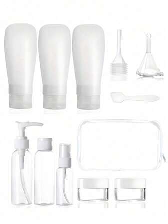 12-Pack TSA Approved Travel Bottles Set, Leak Proof & Squeezable Refillable Empty Containers With Secure Flip Caps For Shampoo, Conditioner, Lotion, Body Wash, Facial Cleanser, Toner, Serum, Moisturizer, Sunscreen, Makeup Remover, Hand Sanitizer