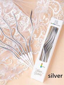 1 Box Metal Spiral Cake Candles, Long Curly Candles With Candle Holders, Suitable For Birthday, Wedding, Party (Gold/Silver) - Multicolor - View 7