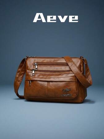 Elegant Women's Solid Color Retro Crossbody Bag, Multi-Pocket Zipper Pockets, Faux Kangaroo Metal Logo Decor, Adjustable Strap, Lightweight Compact Square Bag, Fashionable Street Chic Casual Style, Suitable For Shopping, Dates, Vacation, Commuting, Park Strolls, Afternoon Tea