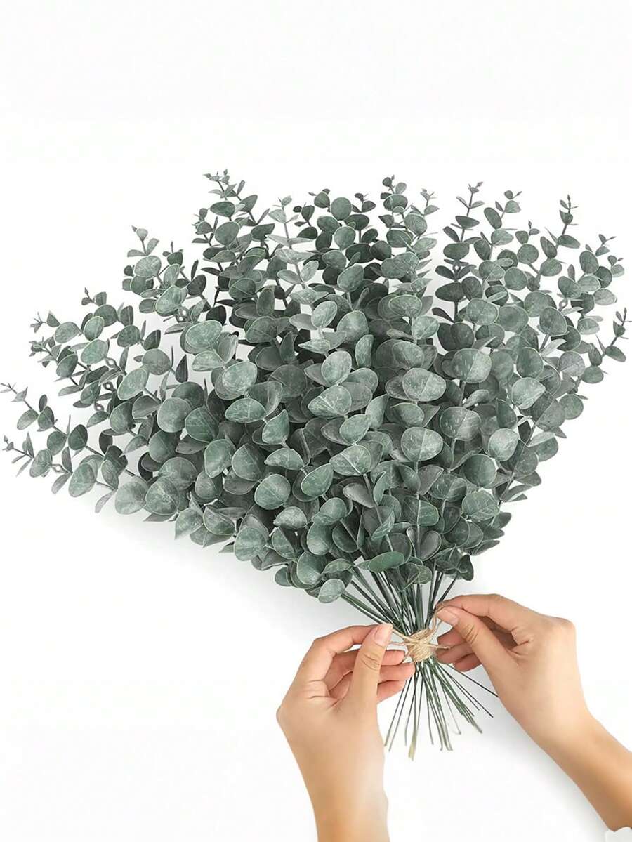 12/24PCS 38cm Eucalyptus Stems Artificial Eucalyptus Leaves For Home Flowers Bouquet Centerpiece Wedding Decoration Home Decor - Multicolor - View 1