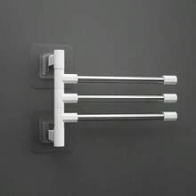 1pc Stainless Steel Towel Rack, Foldable Rotating Bathroom Storage Hanger