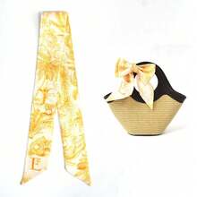 Letter Purse Scarf For Handbags Head Scarves For Women's Hair Bags Scarfs Long Skinny Scarves Fashion Silky Spring Summer Fashion Casual Versatile Bags Decorative Silk Scarves Floral Premium Sense 24 Letter Long Strip Multi-Purpose Ribbon - Chữ E - Xem 11