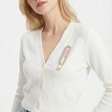 5pcs Flower Anti-Exposure Brooch Pins, Fashion Elegant Crystal Brooch Pins To Fix Clothes, Tighten Pants Waist, Skirt Waist, Stylish Accessories - Multicolor - View 2