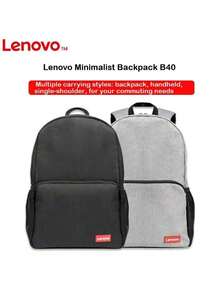 Lenovo Mochila B40 Business Casual, tamanho 15,3 polegadas, resistente à água, com vários compartimentos, leve, respirável, bolsos laterais para acesso rápido, alça peitoral ajustável, design ergonômico, preta.