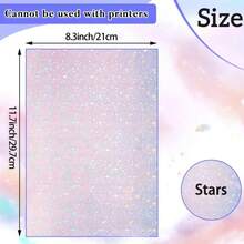 1/10/20/50/100张 A4 星形全息冷裱膜，PVC材质，透明闪光贴纸，防水，21.08x29.72厘米，星形图案，适用于DIY工艺品和剪贴簿 - 彩色 - 查看 11