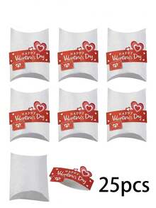25个心形枕套礼盒装，多种颜色可选，纸质材质，适用于婚礼、周年纪念、生日、节日礼物、情人节礼物、情人节装饰和情人节派对。 - 彩色 - 查看 10