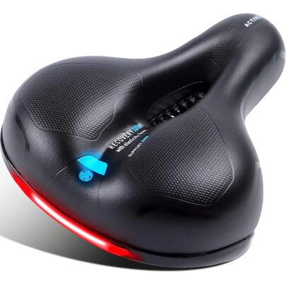 Comfortable Seat Cushion Electric Bike, Universal Fit Exercise Bike Or Road Stationary Bike Seat Cushion With Dual Shock Absorbing Ball Memory Foam Waterproof Wide Bicycle Saddle Fit For Road Bikes For Men & Women
