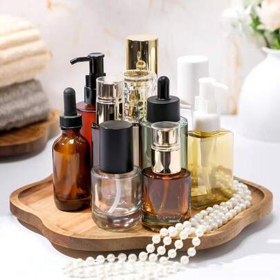 1个圆形三叶草造型木质装饰托盘，乡村风烛台，多用途木质餐盘，适用于厨房台面、家居装饰、化妆品和浴室收纳