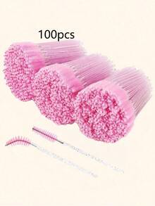 200/100/50/10PCS Eyelash Brushes, Mascara Wands With Container, Bendable Disposable Eyebrow Spoolies, Lash Brush For Lash Extensions, Eyebrow Spoolie, Castor Oil Brushes (Crystal Pink) - Pink - View 13