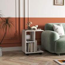 Mesa auxiliar en forma de C HOMCOM, mesa de centro con ruedas, mesa de sofá portátil, ideal para espacios pequeños, 45 x 35 x 58 cm, color blanco - Blanco - Ver 2