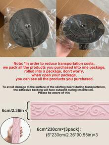 1件装3D立体自粘踢脚线 - 欧式风格，通用防水易安装家居装饰墙饰条，适用于房间翻新和DIY | 2026年情人节和新年装饰 | 复活节和圣诞节的完美节日家居装修礼物 - 粉色 - 查看 17