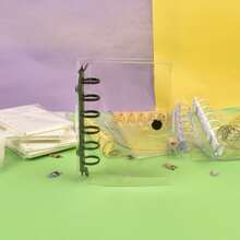 A7彩色透明活页夹，透明彩色贴纸簿，多功能活页夹，活页夹封面，卡片夹，印章簿，贴纸簿，糖果滴贴纸，透明贴纸簿活页夹，印章簿，印章，贴纸簿补充装，可定制计划本 - 彩色 - 查看 20