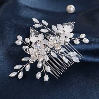 1 Set Minimalist Versatile Shiny Glass Rhinestone Hair Clip & Comb Set, Suitable For Updo, Formal Events, Weddings, Bridal Accessories