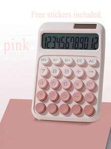 1pc Dual Power Ombre Color Calculator, 12-Digit Wide Screen Display, Flexible Mechanical Keys, Large Size Body, Solar + Battery Powered, Suitable For School, Exam, Office, Front Desk - Single Piece - View 10