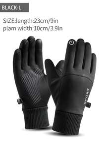 1pc Thermal Thermal Lined Waterproof Touchscreen Gloves For Men, For Outdoor Sports, Skiing, Motorcycling, Cycling, Made Of Polyester Fiber Halloween Fleece Gloves Added Fluff