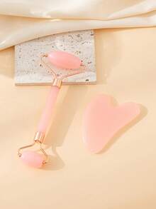2pcs/Set Face Gua Sha Massage Tool Kit: 1pc Double-Head Massage Roller, 1pc Heart-Shaped Gua Sha Board, Face Massage Can Reduce Puffiness, Soothe And Smooth Skin, Leaving Radiant Complexion. - Multicolor - View 7