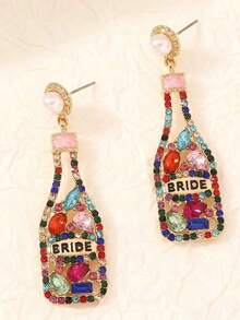 A Pair Of Fashionable And Exquisite Earrings With Earlobes, Set With Cubic Zirconia, Suitable For Ladies To Wear On Special Occasions. - Multicolor - View 3