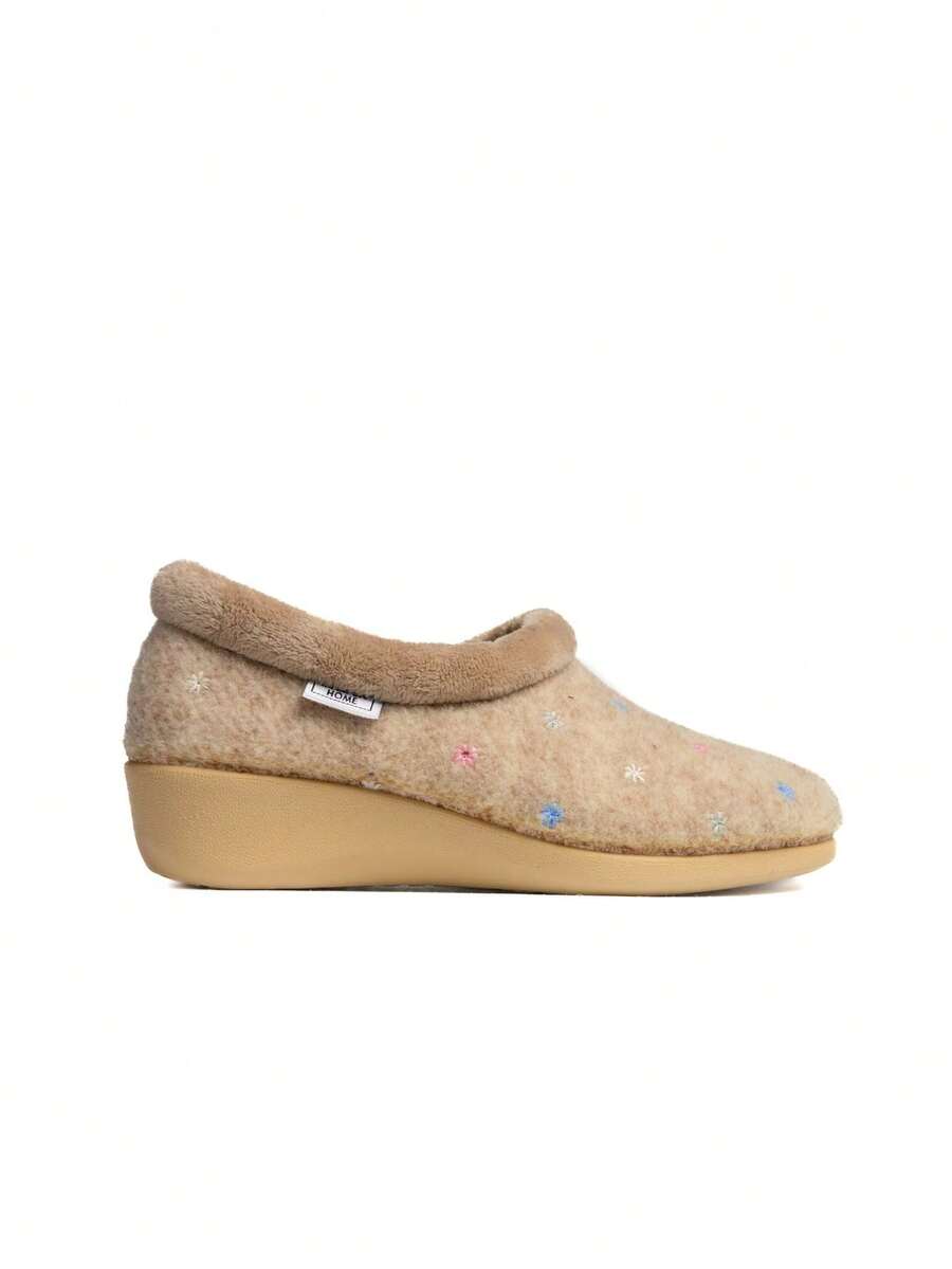Zapatillas de Casa Marpen Slippers Cuña Vulcanizado Beige - Comodidad Artesana Made in Spain, Plantilla de Espuma Antibacteriana Extraíble, Lavables en Lavadora, Suatex de Dulce Tacto, Recomendada Talla Mayor, Disponibles en Tallas 35 a 41, Calidad y Durabilidad desde Elche - Multicolor - Ver 1