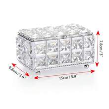 ELLDOO Crystal Jewelry Box Rectangle Trinket Organizer With Lid Earrings Rings Vintage Treasure Keepsake Box For Valentine Wedding Dresser Bedroom Decoration, Silver,Large,Silver - Silver - 查看 3