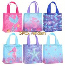 5/10/20pcs Reusable Non-Woven Ocean Themed Party Tote Bags - Small Shopping Bags, Gift Packaging Bags, Multi-Color Ocean Patterns (Seahorse, Starfish), Suitable For Weddings, Festivals, Birthdays, Anniversaries And Shopping, Beach Bags, Ocean Themed Design, Sturdy Handle Design, Applicable For Halloween, Party Packaging Supplies, Gifts For Men - Multicolor - View 12