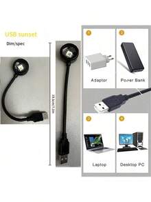 經驗魔術的日落燈帶迷你創意鋁合金USB燈-7色和13模式可用