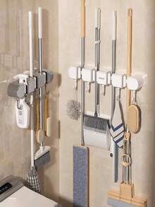 1 قطعة علاقة مسح للحمام، خطاف تعليق بدون ثقب، خطاف قوي للتعليق، مناسب للحمام وغرفة المعيشة والنوم، يمكن تعليق المساحات والخرق والمكانس وغيرها