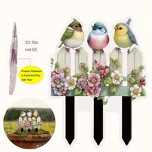 [Decoración de jardín bohemio] Multiusos, resistente a la intemperie, decoración de jardín con 3 pájaros, estilo bohemio, letrero acrílico, arte de jardín con temática animal, letrero decorativo para macetas y jardín al aire libre - Multicolor - Ver 6