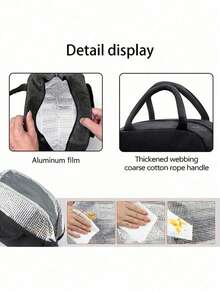 Printed Pattern Insulated Lunch Bag, Insulated Lunch Tote, Handbag, Lunch Box, Ice Pack, Picnic Food Tote, Canvas Lightweight Portable Lunch Storage Bag, School Office Picnic Lunch Tote, Can Be Carried To School And Work, Birthday Gift, Commemorative Gift. This Is A Novel Design, Large Capacity Portable Casual Insulated Lunch Bag, An Ideal Handbag. - Multicolor - View 4