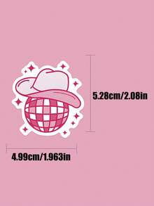 50pcs Pink Disco Cowgirl Stickers Vinyl Decorated With Unique Cowboy Shape Suitable For Water Bottles Headphones Office Supplies & Accessories Bookshelves Table Decorations Disposable Suitable For Party Giveaways And Gifts - Multicolor - View 9