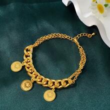 21K镀金硬币手链，中东穆斯林风格时尚吊坠手镯，迪拜女性婚礼派对复古珠宝 - Coins Bracelet - 查看 21