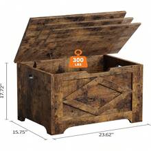 Cofre de Almacenamiento de 23.6 Pulgadas, Banco de Almacenamiento de Madera con bisagra de Seguri-dad, fácil Montaje, Gran baúl de Juguetes para Entrada, Sala de Estar, recámara - Marrón - Ver 2