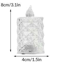 1 pièce Bougie LED en forme de diamant en cristal, bougie sans flamme alimentée par pile, bougie décorative LED de type bougie de thé avec pile, idéale pour mariage, table de salle à manger, décoration de fête, décoration de fête de Noël - Jaune citron - Voir 14
