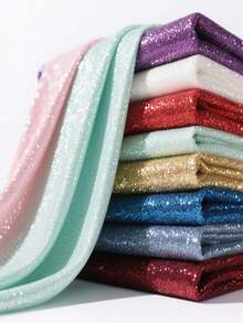 1件黑色星空闪亮网纱面料，轻盈垂坠闪光薄纱，适合婚礼装饰、服装DIY制作 - 黑色 - 查看 3