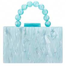 Gets Acrylic Clutch Bag,Acrylic Purse Evening Clutch Marble Handbag Women's Crossbody With Pearl Chain Formal Wedding Prom Party - 淺藍色 - 查看 2