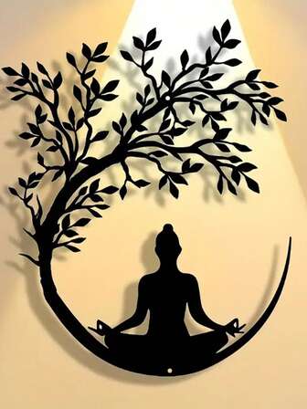1PC Tree Of Life And Meditation Buddha Metal Wall Art Decor, Multifunctional Wall Hanging Crafts For Office Living Room Bedroom Courtyard Kitchen Terrace Store Entrance Cafe Dance Hall Bar Yoga Room, Zen Wall Decoration, Modern Home Decor, Housewarming Holiday Birthday Christmas Gift