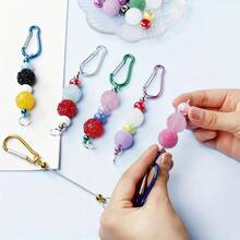 10pcs Holiday Explosive Diy Jewelry Beaded Keychain Production Kit Carabiner Silicone Beads Focus Beads Toy Accessories Gift Box DIY Material Package. - Multicolor - View 8