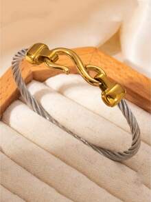 1 Stück minimalistisches Hufeisen-Schloss Armband aus Titan-Stahl, geeignet für Mädchen, Frauen, Paare, als täglicher Schmuck