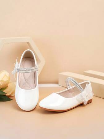 New Fashion Girls Casual Outdoor Daily Dress Princess Round Toe Flat Shoes With Bow Decor, Matching Loafers