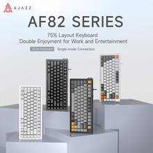 AJAZZ AF82 Wired Keyboard, 75% Compact Layout, 82 Keys Quiet Membrane Keyboard, Minimalist Design, Efficient, Volume Knob, Dual-Stage Adjustable Feet, Includes Wrist Strap