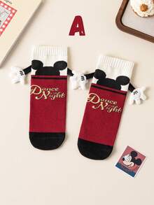 Disney 4/1 Pair Cute 3D Mickey Mouse Over-The-Knee Socks, Fashion Children Party High Socks, High-Quality Gift. Back To School Season, Fashionable Fans, Christmas Family Gathering Gift Tote Socks - Multicolor - View 20