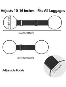 可调节重型行李带，适用于行李箱，可堆叠，解放双手，减轻重量，易于识别，可拉伸防水旅行带，带弹力绳，可连接两件行李 - 彩色 - 查看 3