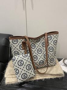 Bolso grande de gran capacidad, versátil y de moda para mujeres en 2025. Bolso de mano y de hombro, bolso de trabajo y de compras. - Multicolor - Ver 10
