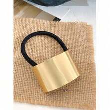 1pc Metal Buckle Hair Tie Ponytail Holder, Elegant And Simple Casual,Gold Hair Head Piece Ponytail Holders Hair Elastics Hair Rubber Bands Scrunchies Hair Rope Elastic Hair Tie, Hair Bobbles - 金色 - 查看 5