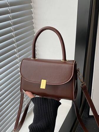 New Luxury Solid Color Retro Shoulder Women Fashion Bag, Simple Crossbody Bag, Textured Small Square Bag