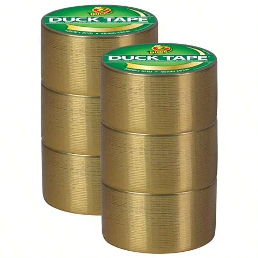 Duck Brand 1265018 Color Duct Tape, , 1.88 Inches x 15 Yards, Single Roll(Color dorado metálico 6-Roll) - Multicolor - Ver 1