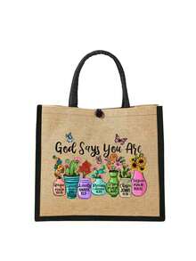 Bolsa de maquillaje de viaje linda impresa con "Dios dice que eres", organizador de cosméticos ligero, monedero para artículos de viaje esenciales, bolso y estuche de maquillaje, bolsa de estilo de vacaciones con diseño de letras, adecuada para bodas, cumpleaños, playas y vacaciones, es el mejor regalo para familiares y amigos. Esta bolsa grande es adecuada para estudiantes, regalo perfecto para el Ramadán, Eid, San Valentín, Navidad o Acción de Gracias. - Multicolor - Ver 16