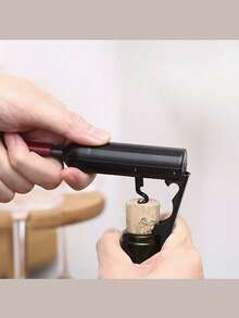 1/5/10个装啤酒瓶起子，冰箱贴，创意葡萄酒瓶起子，瓶形多功能厨房开瓶器，二合一开瓶器，可折叠香槟冰箱贴葡萄酒瓶形开瓶器 - 黑色 - 查看 4