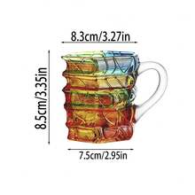 1pc 3D Book Coffee Cup, Stacked Book Glass Mug For Coffee, Tea, Milk And Hot Drinks, Artistic Literary Design Mug For Readers, Writers, And Book Lovers, Unique Creative Desk Cup For Office, Home, Study Room And Library Use, Transparent Heat-Resistant Glass Coffee Mug With Handle, Perfect Gift For Bookworms, Students, Teachers - Multicolor - View 8